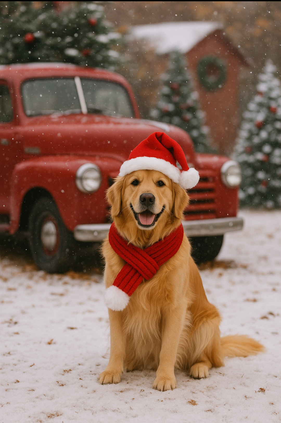 The Festive Pup Santa Hat & Scarf Set
