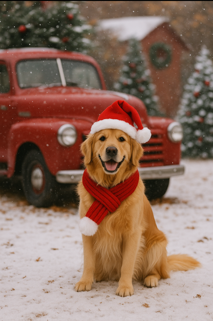 The Festive Pup Santa Hat & Scarf Set