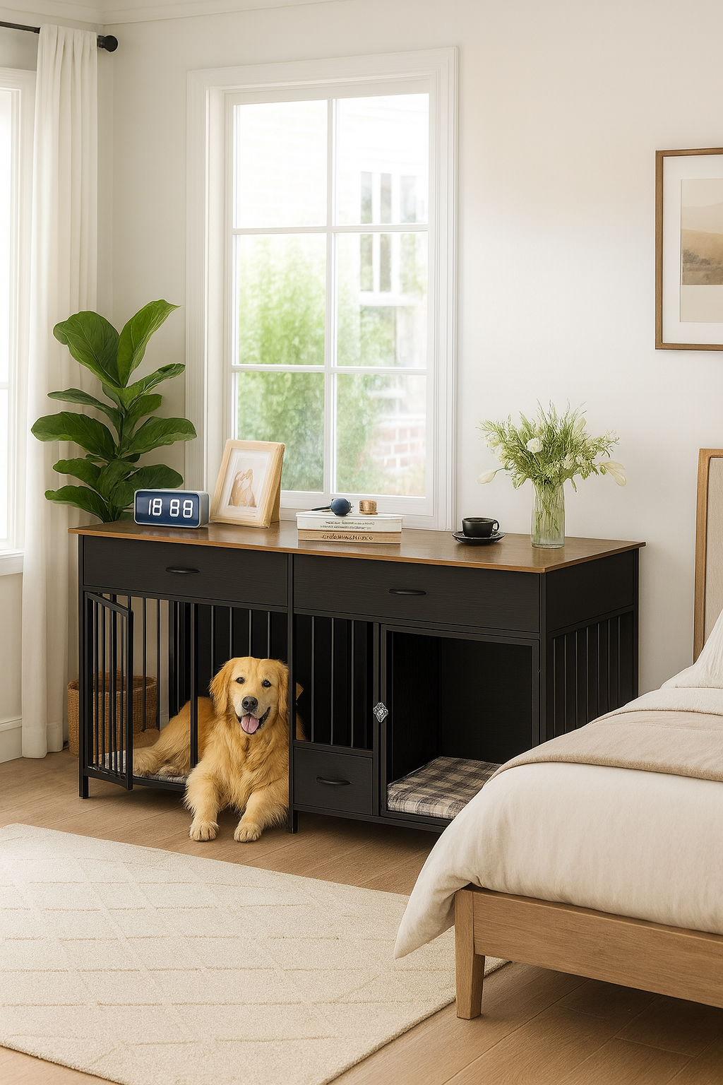 Modern Double Dog Crate Furniture (Large Breed)
Stylish, strong, and built to replace ugly wire crates with real furniture.